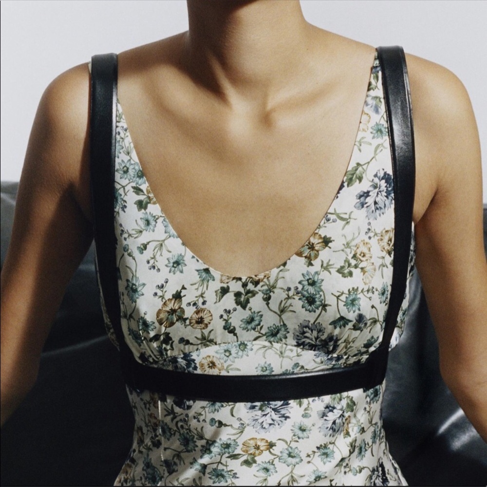 Zara satin effect floral shift dress